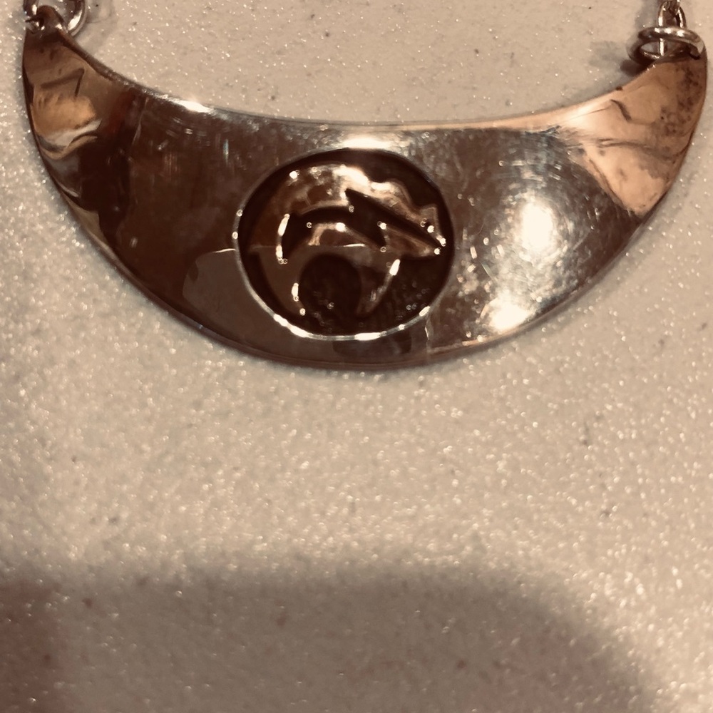 M.M.Rogers sterling & gold necklace with bear